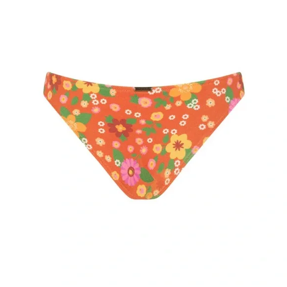 NWT Spell Pomelia Ring Scoop/Ring Pant Bikini in Retro Size XXS Orange Floral - Picture 6 of 16